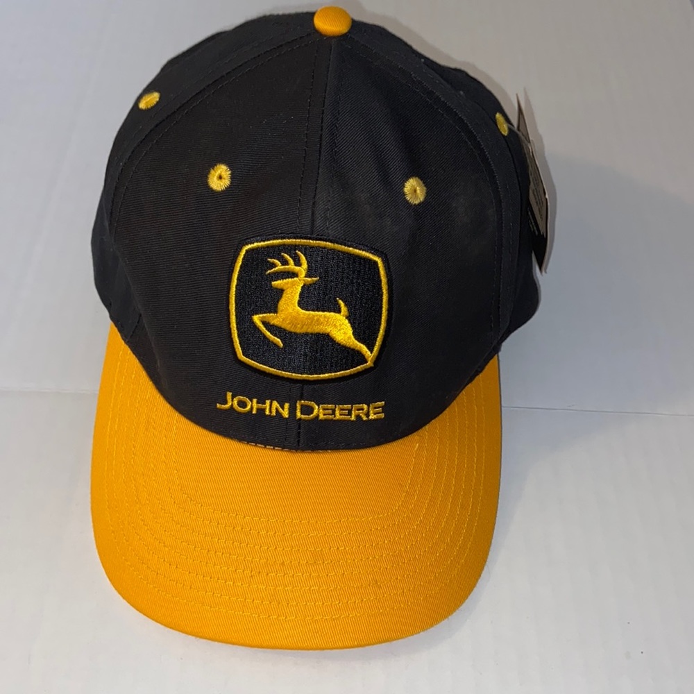 John Deere Black and Yellow Snap Back Cap Hat Adjustable CYRK Brand